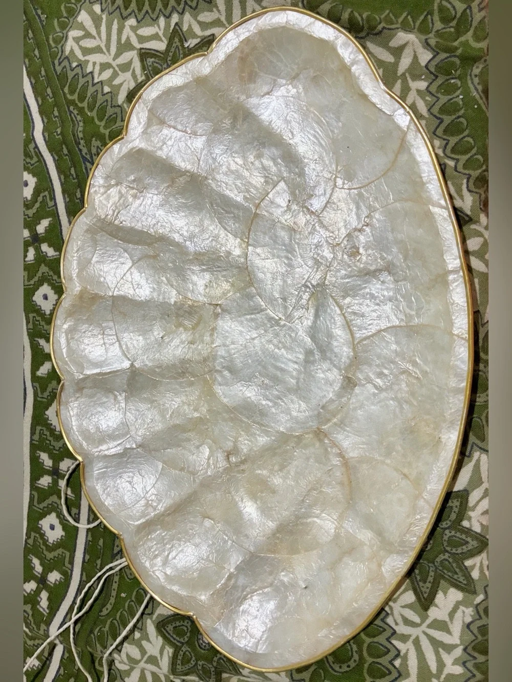 Vintage MCM Capiz Shell Tray made in Philippines 1960-70s. Some wear shown. GUC